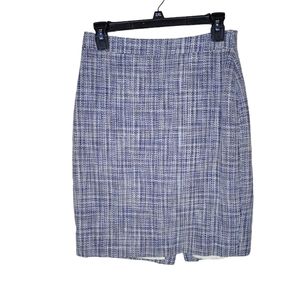 J. Crew pencil skirt blue twill like cotton lined kick split back size 6 spring